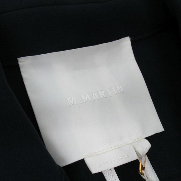 M.MARTIN Pleated Jacket Navy Fabric Blazer Size Women's L - Picture 4 of 8